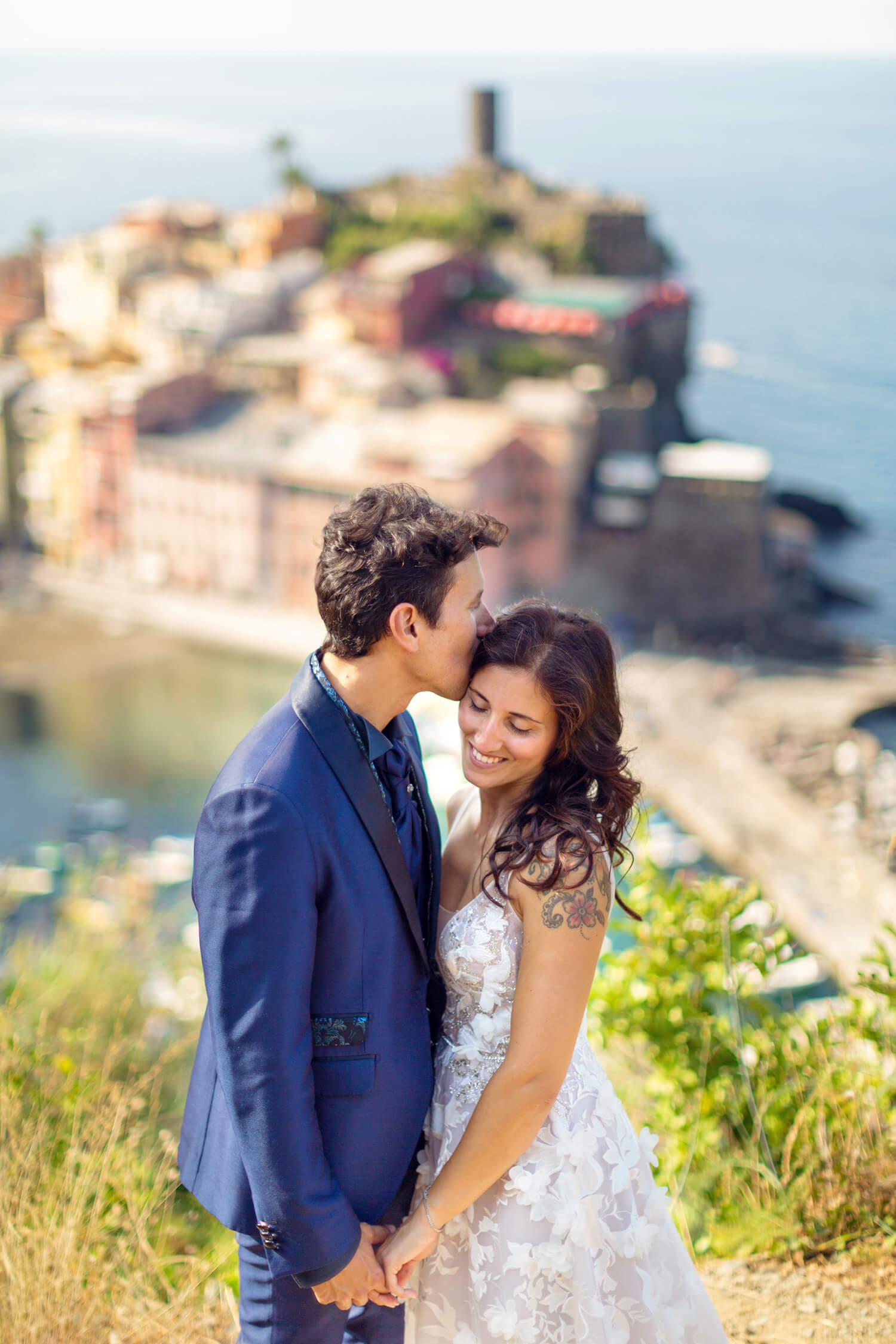 Bride and Groom during their post-wedding photoshoot in Cinque Terre