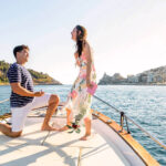Marriage proposal on a boat in Italian Riviera, Porto Venere