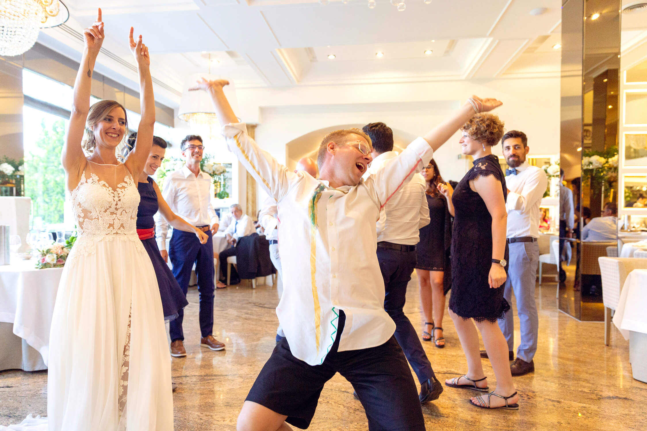Dancing party at a wedding in Cinque Terre, Italy